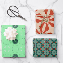 Geometrische kerstpatronen inpakpapier vel