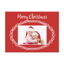 Geometrische kerstvakantie glans foto ansichtkaart