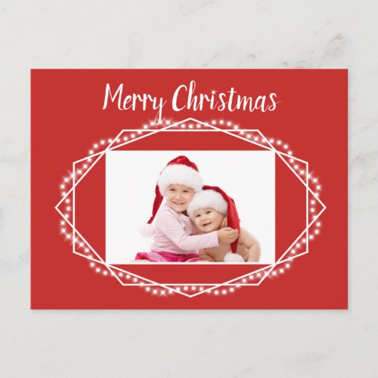 Geometrische kerstvakantie glans foto ansichtkaart feestdagenkaart (Voorkant)