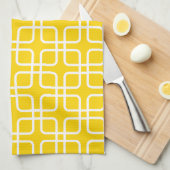 Geometrische keukenhanddoek in Freesia Yellow (Quarter Fold)