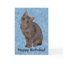 Geometrische kitten Happy Birthday Kaart