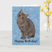 Geometrische kitten Happy Birthday Kaart (Gele Bloem)