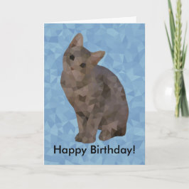 Geometrische kitten Happy Birthday Kaart