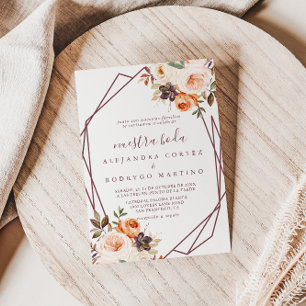 Geometrische klassieke Boho Floral Nuestra Boda Kaart