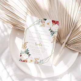 Geometrische klassieke goudbloem Spaanse bruiloft Kaart