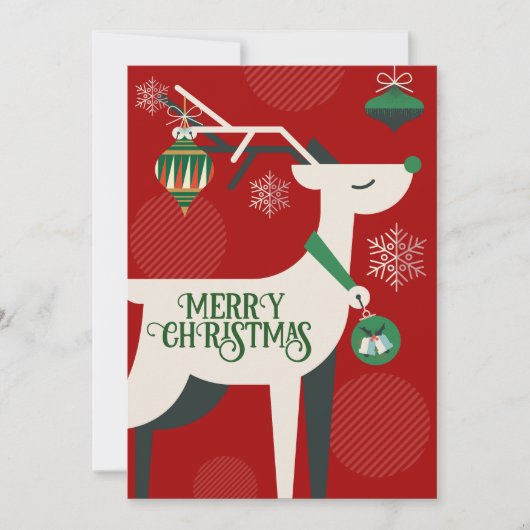 Geometrische klassieke herten kerst decor Uitnodig Feestdagenkaart (Voorkant)