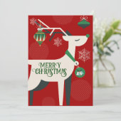 Geometrische klassieke herten kerst decor Uitnodig Feestdagenkaart (Staand voorkant)