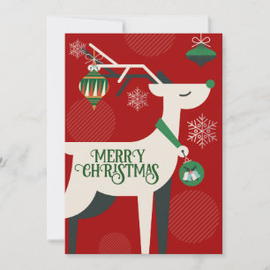 Geometrische klassieke herten kerst decor Uitnodig Feestdagenkaart