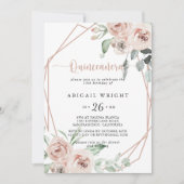 Geometrische klassieke mosterdroze roze Quinceañer Kaart (Voorkant)