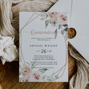 Geometrische klassieke mosterdroze roze Quinceañer Kaart