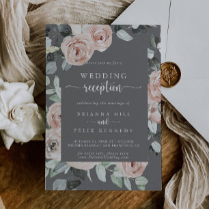 Geometrische klassieke Roos Grijze bruiloft Kaart