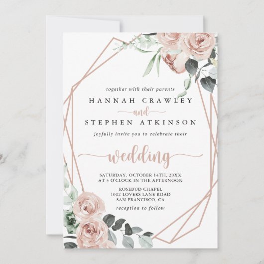 Geometrische klassieke roze Floral voor en achter  Kaart (Voorkant)