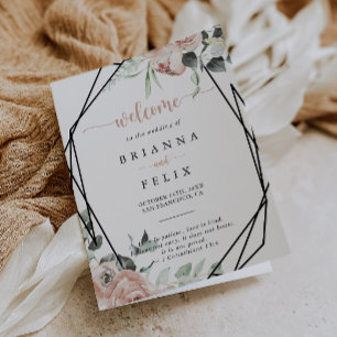 Geometrische klassieke roze roze bloemen gevouwen  programma