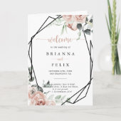 Geometrische klassieke roze roze bloemen gevouwen  programma (Voorkant)