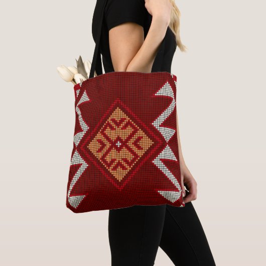 Geometrische  klassieker kleurrijke trendy mode tote bag (Dichtbij)