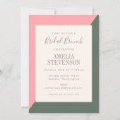 Geometrische kleur Blok Roze Groene Bridal Brunch Kaart (Voorkant)