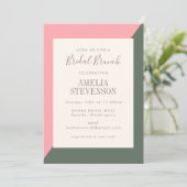 Geometrische kleur Blok Roze Groene Bridal Brunch Kaart (Staand voorkant)