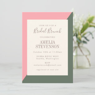 Geometrische kleur Blok Roze Groene Bridal Brunch Kaart