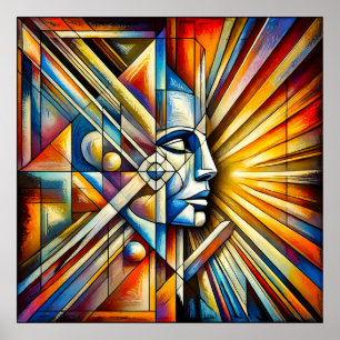 🎨 Geometrische Kleur Gezichtskunst voor Moderne W Poster