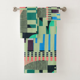 Geometrische Kleurblok Motief Modern Bad Handdoek