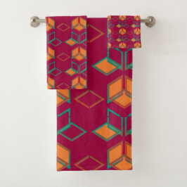 Geometrische Kleurblok Motief Modern Bad Handdoek