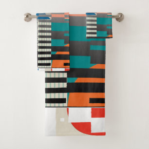 Geometrische Kleurblok Motief Modern Bad Handdoek