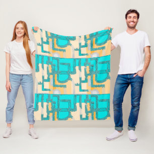 Geometrische Kleurblok Motief Modern  Fleece Deken
