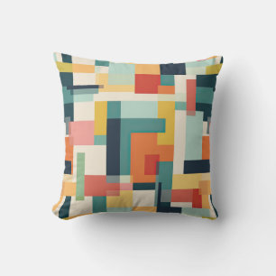 Geometrische kleurblokken Mid Century Modern Retro Kussen