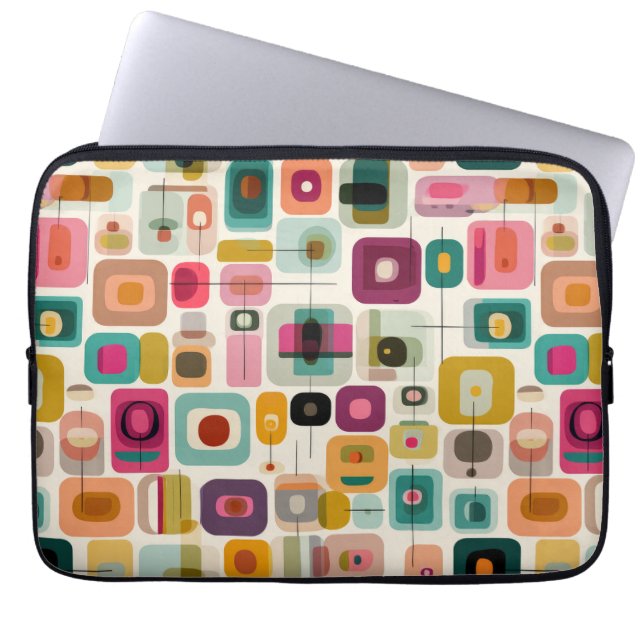 Geometrische kleurblokken Mid Century Modern RETRO Laptop Sleeve (Voorkant)