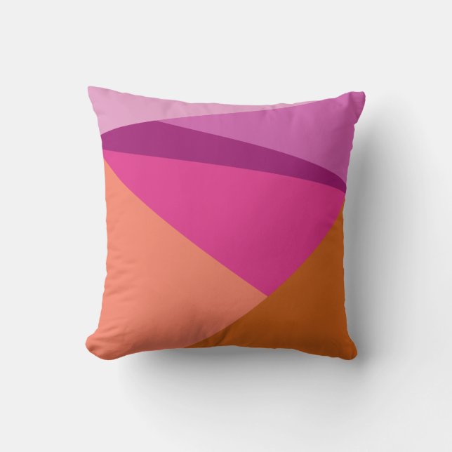 Geometrische Kleurblokvormen in Paars Magenta Kussen (Voorkant)