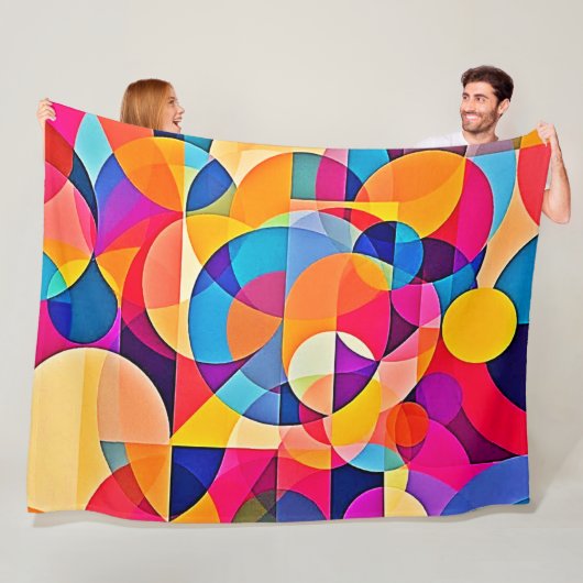 Geometrische kleuremotie fleece deken (In situ)