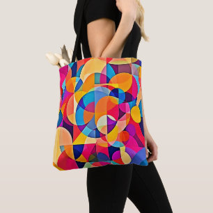 Geometrische kleuremotie tote bag