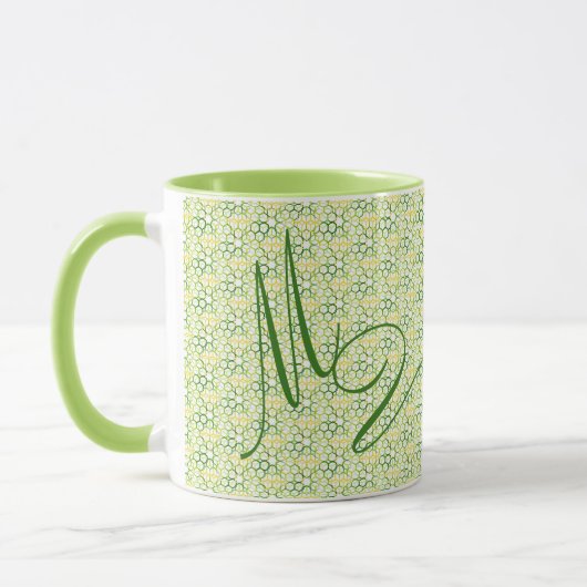 Geometrische kleuren Lime Green Monogram Mok (Links)