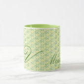 Geometrische kleuren Lime Green Monogram Mok (Midden)