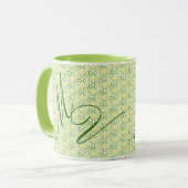 Geometrische kleuren Lime Green Monogram Mok (Voorkant links)