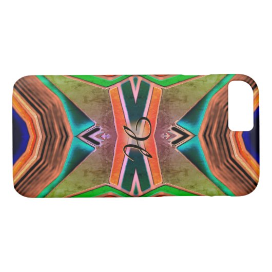 Geometrische Kleuren Monogram Case-Mate iPhone Case (Achterkant (Horizontaal))