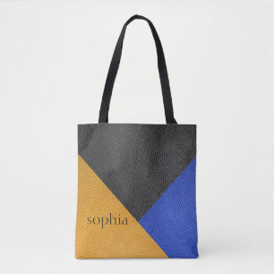 Geometrische kleurenblok, speciaal gepersonaliseer tote bag