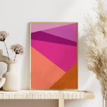Geometrische kleurenblokken in Paarse magenta Poster<br><div class="desc">Levendige en gewaagde geometrische kleurblokkering met diagonale lijnen en driehoeken in magenta,  paars,  ambergeel,  perzik en oranje,  op maat van jouw naam.</div>
