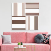 Geometrische kleurenblokrechthoeken - Bruin en bei Canvas Afdruk (Insitu (Woonkamer))