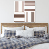 Geometrische kleurenblokrechthoeken - Bruin en bei Canvas Afdruk (Insitu (Slaapkamer))