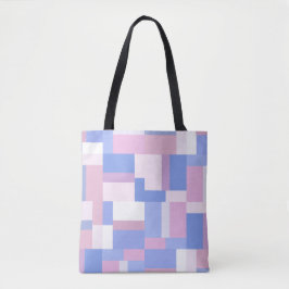 Geometrische kleurenblokrechthoeken - roze en blau tote bag