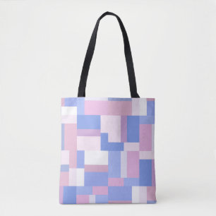 Geometrische kleurenblokrechthoeken - roze en blau tote bag