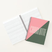 Geometrische kleurenblokroze groene gepersonalisee notitieboek (Binnen)