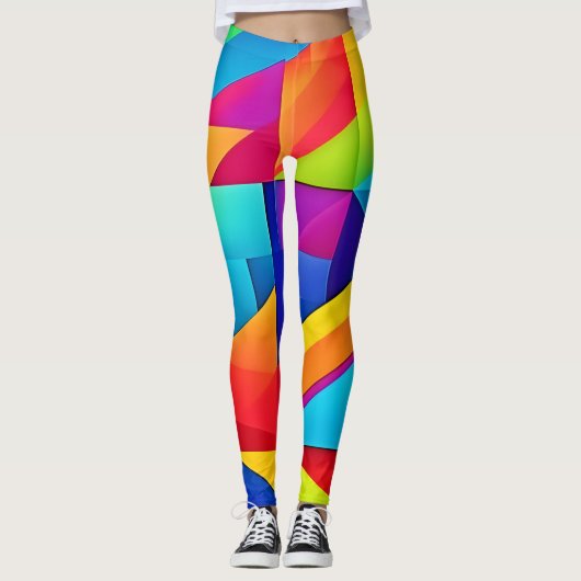 geometrische kleurencaleidoscoop leggings (Voorkant)