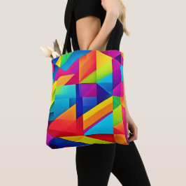 geometrische kleurencaleidoscoop tote bag