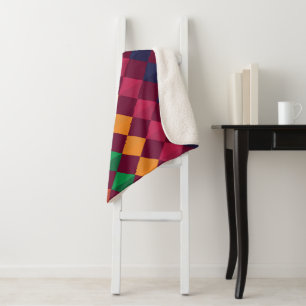 Geometrische Kleurenpatroon Sherpa Deken