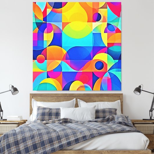 Geometrische Kleurensymfonie Canvas Afdruk (Insitu (Slaapkamer))