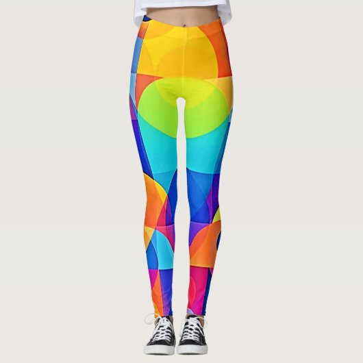 Geometrische Kleurensymfonie Leggings (Voorkant)