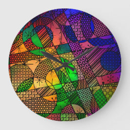Geometrische Kleurrijke, Abstracte met Retro Patro Grote Klok