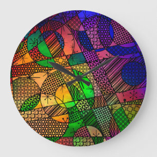 Geometrische Kleurrijke, Abstracte met Retro Patro Grote Klok